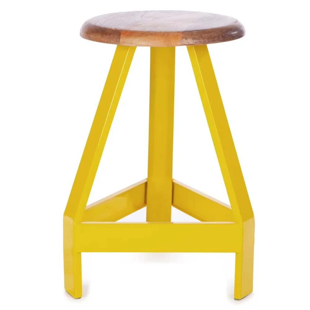 "Kidsdepot Tabouret métal bois jaune image"